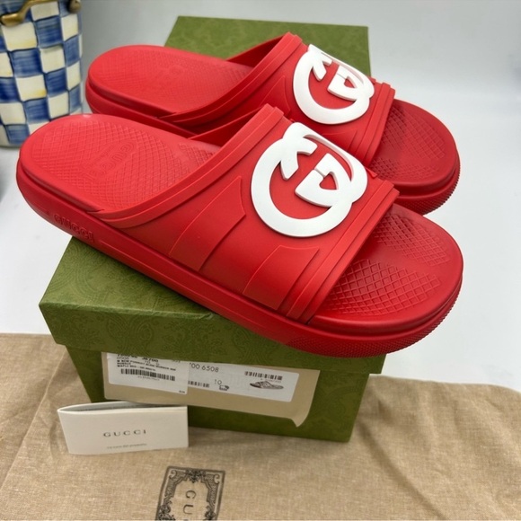 Men’s Gucci interlocking G rubber pool slide size 10 made in Italy main image 11